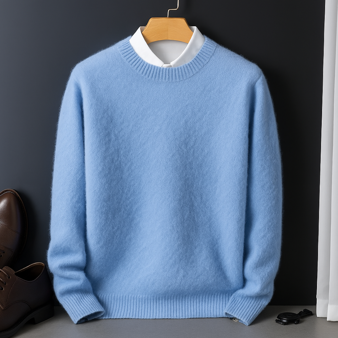 Men Cashmere Blend Sweater Lightweight Fitted Design
