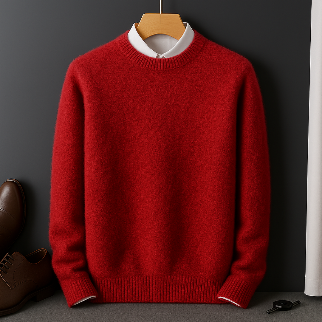 Men Cashmere Blend Sweater Lightweight Fitted Design