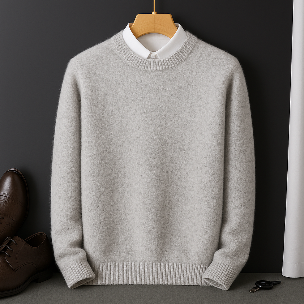Men Cashmere Blend Sweater Lightweight Fitted Design