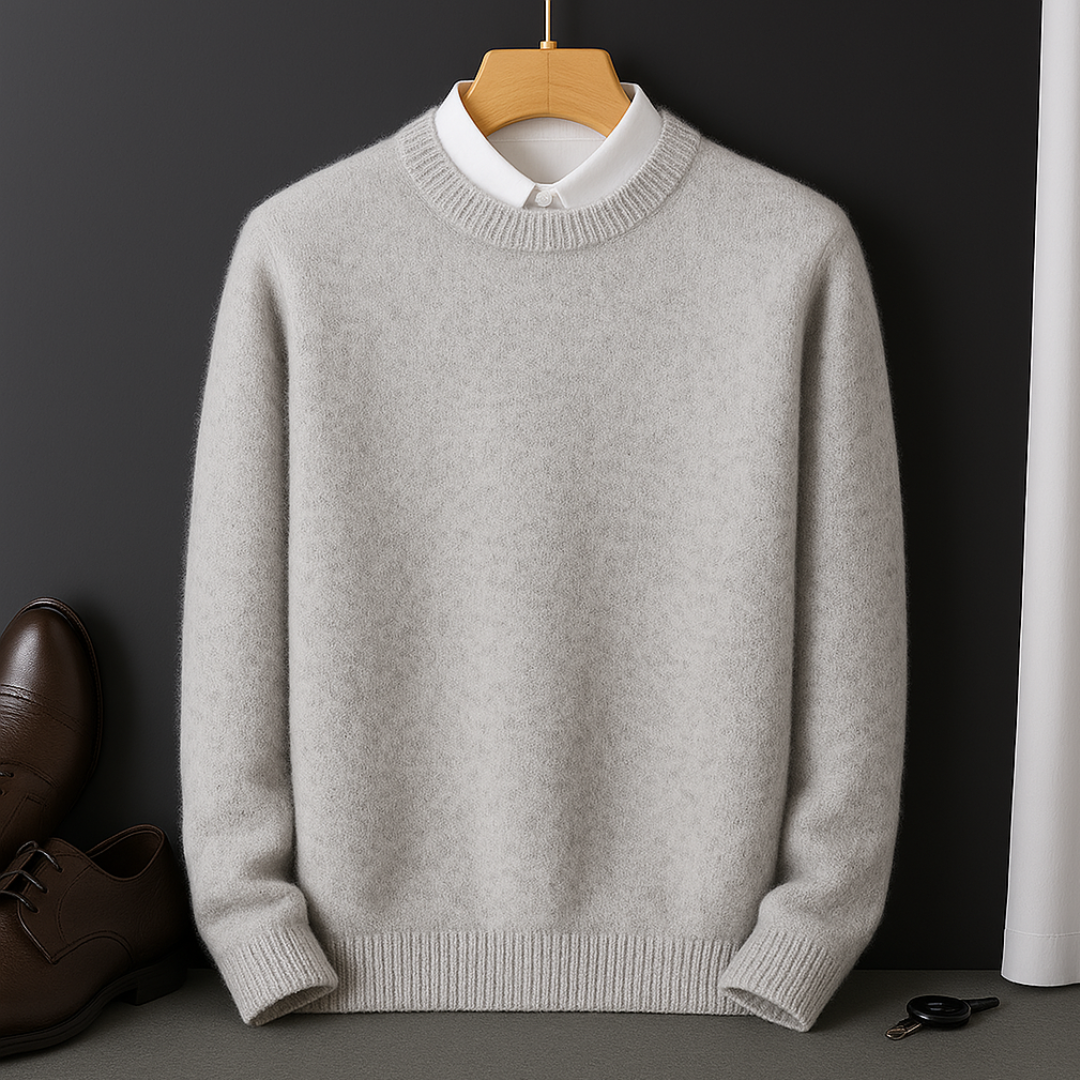 Men Cashmere Blend Sweater Lightweight Fitted Design