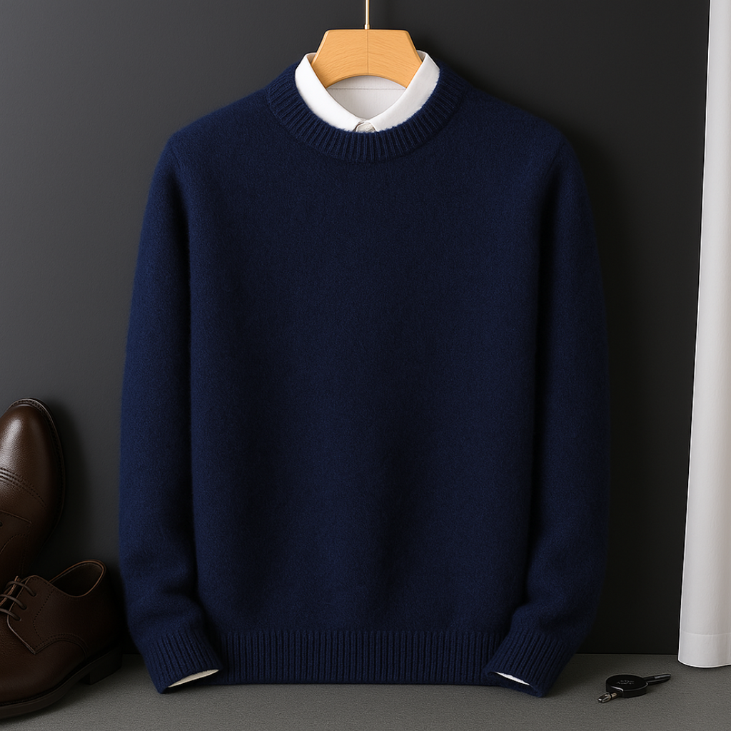 Men Cashmere Blend Sweater Lightweight Fitted Design