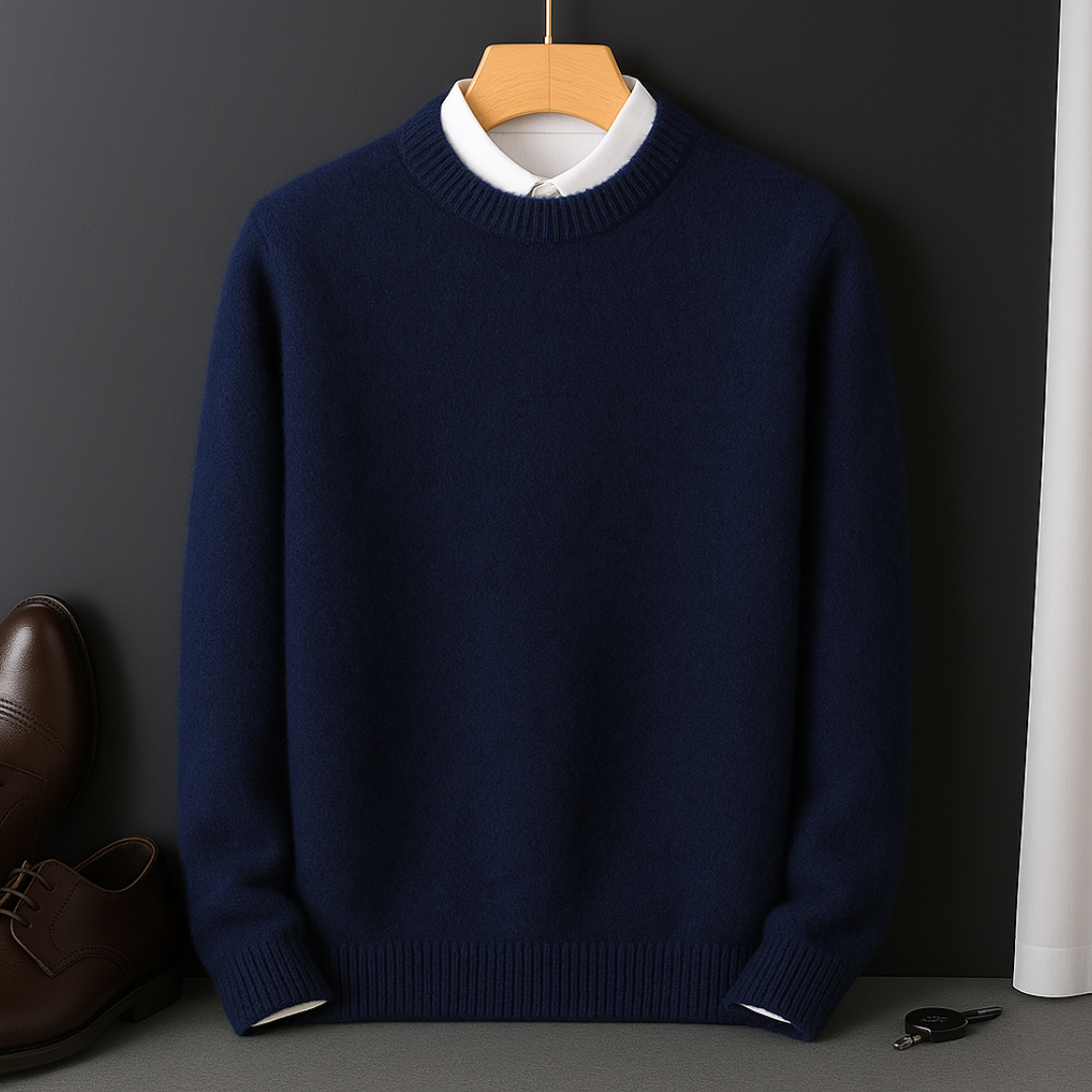 Men Cashmere Blend Sweater Lightweight Fitted Design