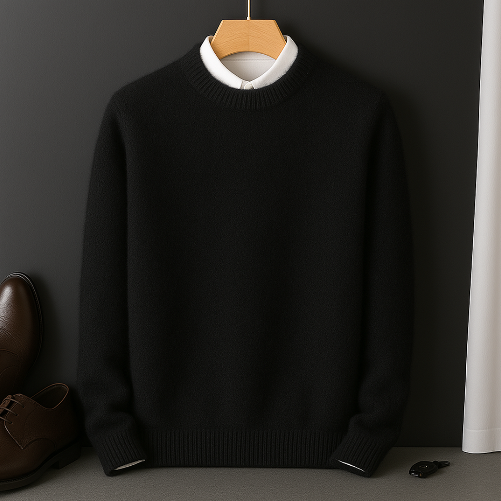 Men Cashmere Blend Sweater Lightweight Fitted Design