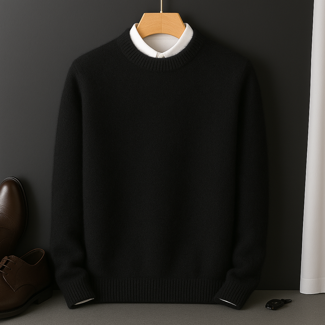 Men Cashmere Blend Sweater Lightweight Fitted Design