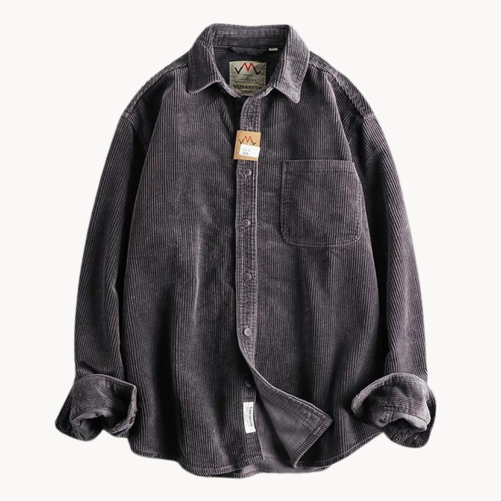 Corduroy Cotton Overshirt Reinforced Seams Button Front