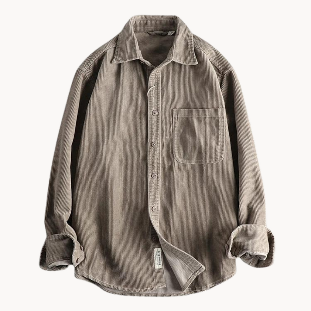 Corduroy Cotton Overshirt Reinforced Seams Button Front