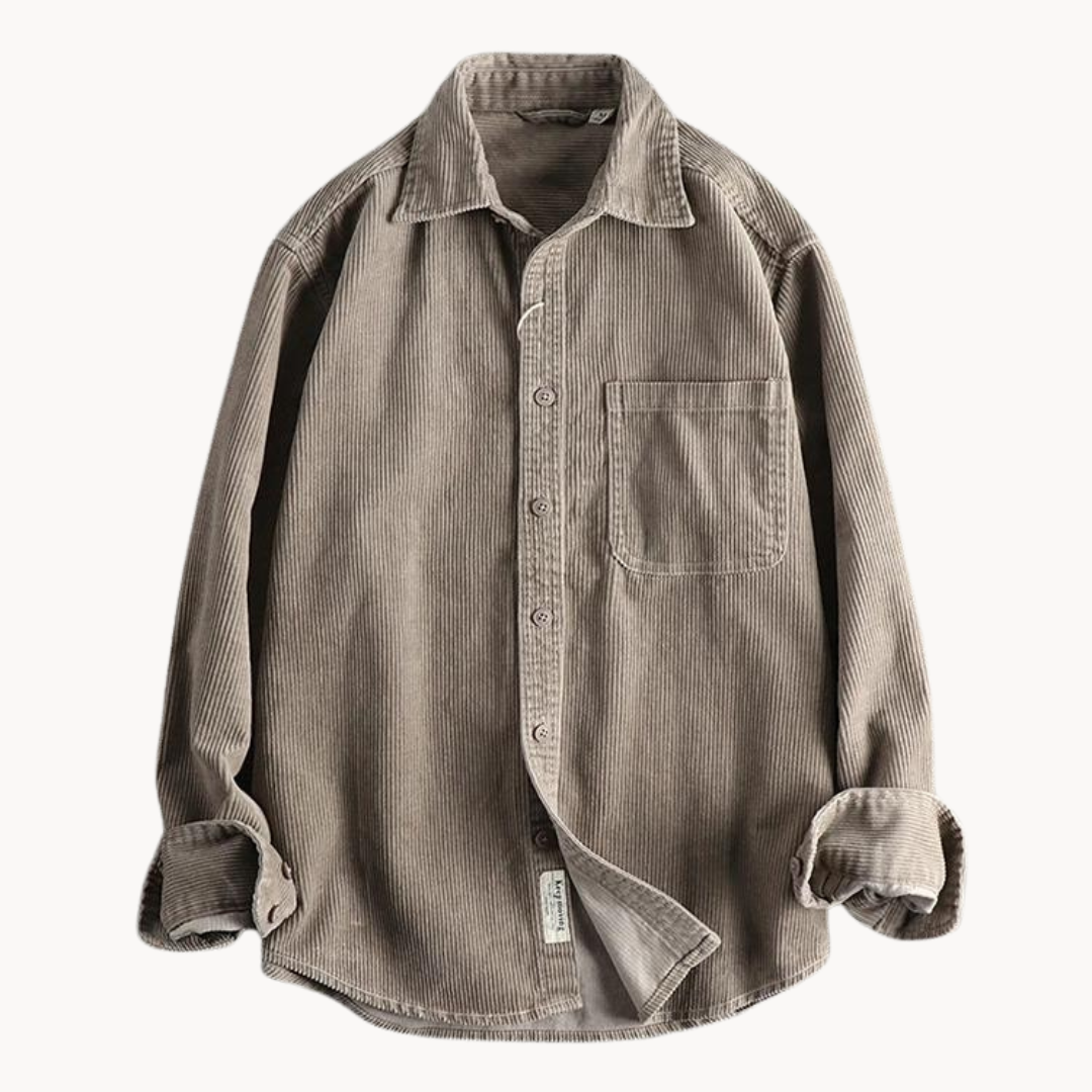 Corduroy Cotton Overshirt Reinforced Seams Button Front