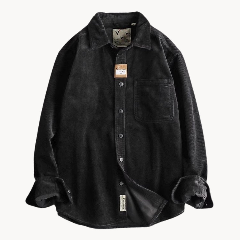 Corduroy Cotton Overshirt Reinforced Seams Button Front