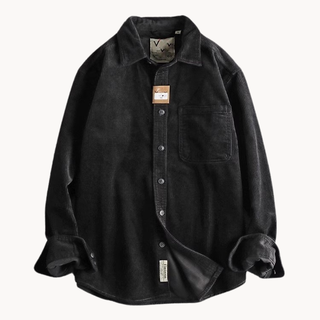Corduroy Cotton Overshirt Reinforced Seams Button Front