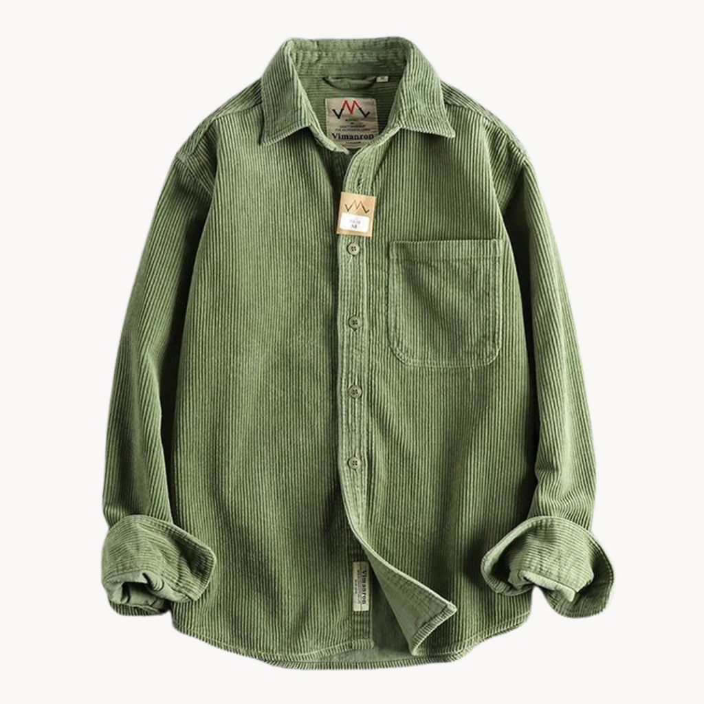Corduroy Cotton Overshirt Reinforced Seams Button Front