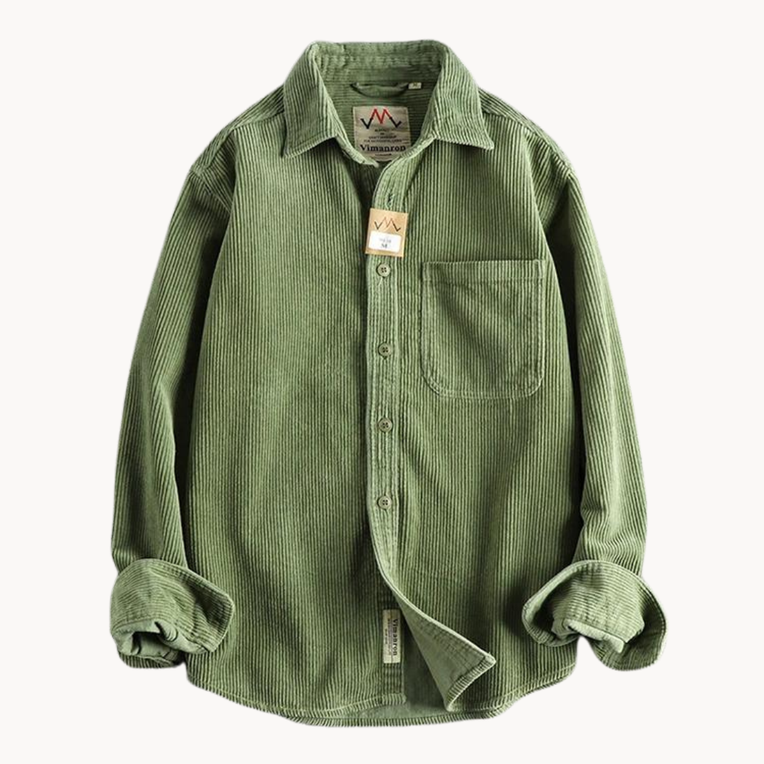 Corduroy Cotton Overshirt Reinforced Seams Button Front