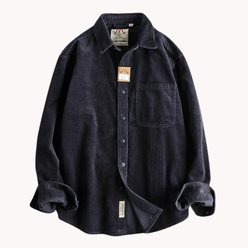 Corduroy Cotton Overshirt Reinforced Seams Button Front