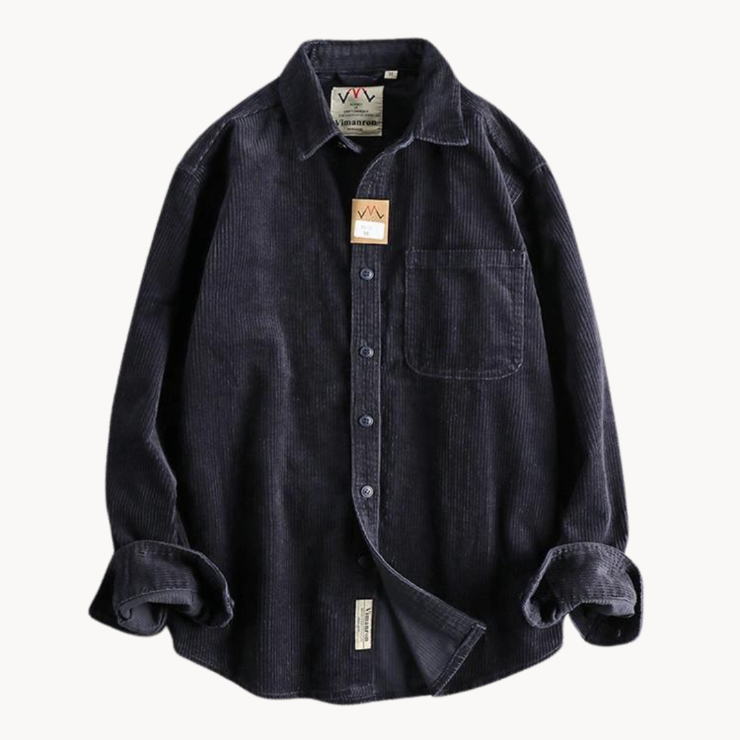 Corduroy Cotton Overshirt Reinforced Seams Button Front