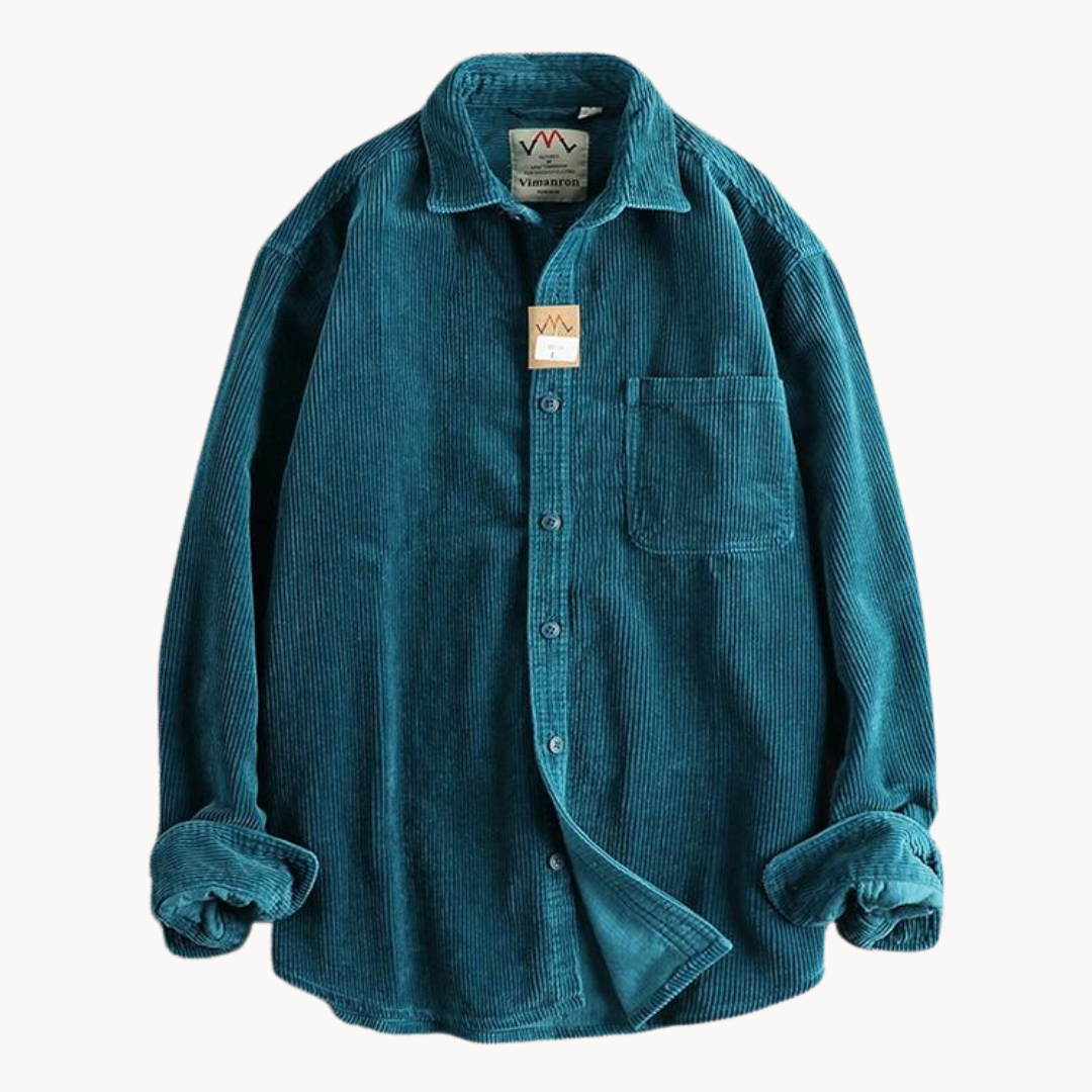 Corduroy Cotton Overshirt Reinforced Seams Button Front