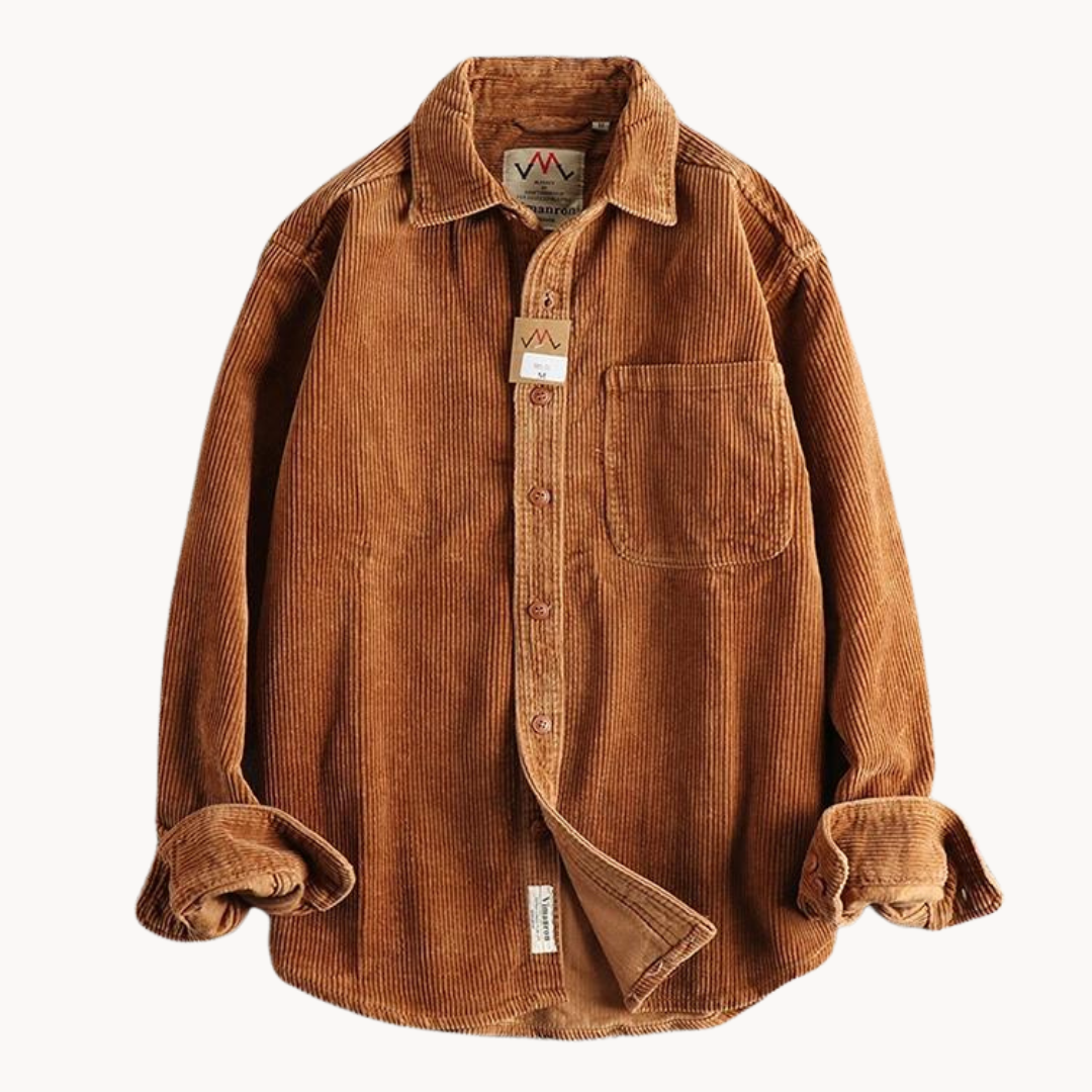 Corduroy Cotton Overshirt Reinforced Seams Button Front