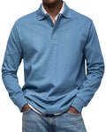 Cotton Knit Long Sleeve Polo Shirt