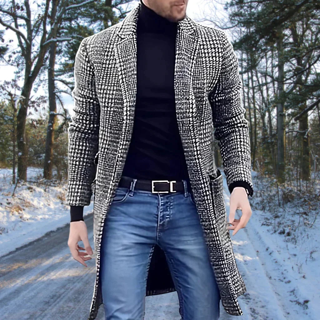 Men's Wool Checkered Jacket Tailored Structured Fit